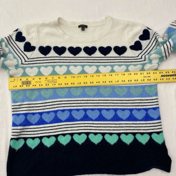 Talbots Sweater Womens Petite 2X Black White Hearts Striped Pullover Love Cute - Picture 5 of 7